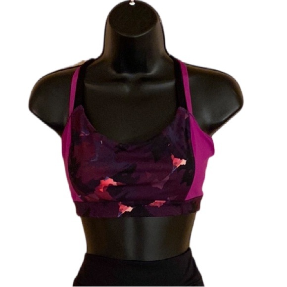 🔴 Old Navy Pink/Purple Patterned Light Support Strappy-back Sports Bra Size Med - Picture 6 of 10